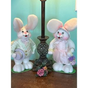 Vintage Plush Easter Bunnyland Bunny Couple Trendmaster, INC. Posable